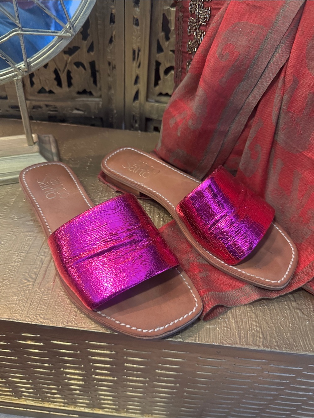 Metallic Pink Slide Sandals by (unbranded) FRANCO SARTO